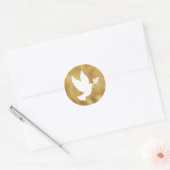 Faux Gold Foil and White Peace Dove Classic Round Sticker (Envelope)