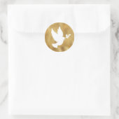 Faux Gold Foil and White Peace Dove Classic Round Sticker (Bag)