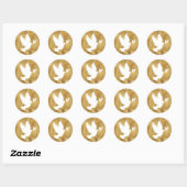 Faux Gold Foil and White Peace Dove Classic Round Sticker (Sheet)