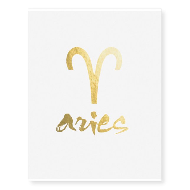 Faux Gold Foil Aries Zodiac Symbol Temporary Tattoos (Front)