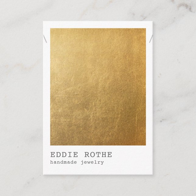 Faux Gold Foil Background  Necklace Display Business Card (Front)