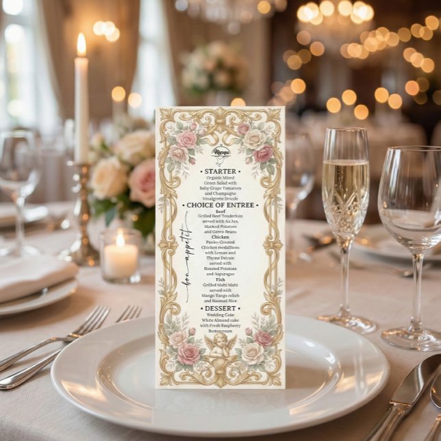Faux Gold Foil Baroque Floral Scroll Menu (Creator Uploaded)