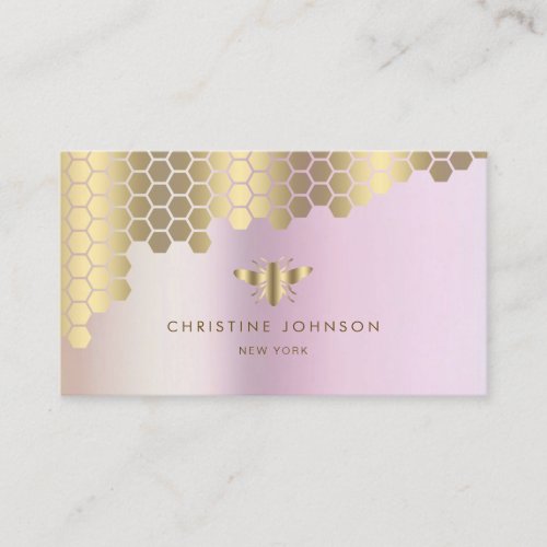 faux gold foil bee business card