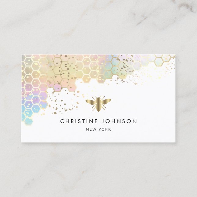 faux gold foil bee business card (Front)