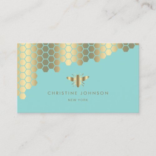 faux gold foil bee business card