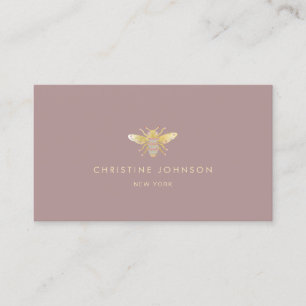 faux gold foil bee jewel business card