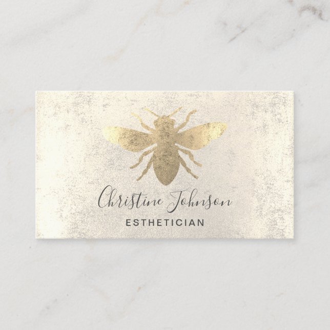 FAUX gold foil bee logo Business Card (Front)