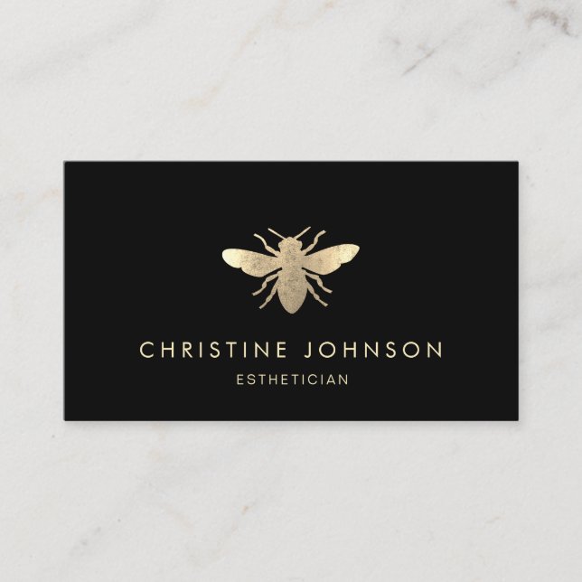faux gold foil bee logo business card (Front)