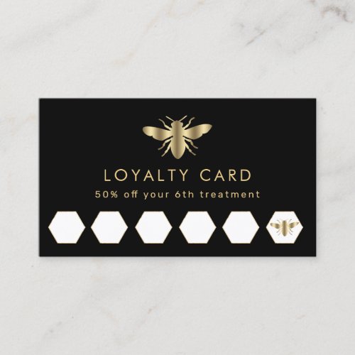 faux gold foil bee loyalty card