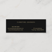 faux gold foil bee on black background mini business card (Back)