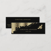 faux gold foil bee on black background mini business card (Front/Back)