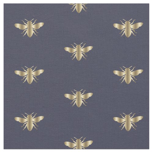 faux gold foil bees on blue fabric