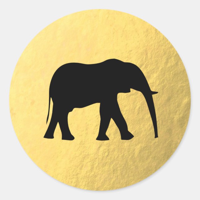 Faux Gold Foil - Black Elephant Sticker (Front)