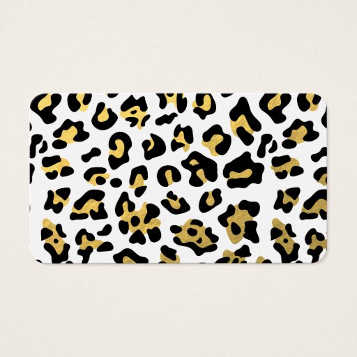 Customizable Faux Gold Foil Black Leopard Print Pattern Business Cards