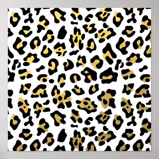 Faux Gold Foil Black Leopard Print Pattern | Zazzle.com