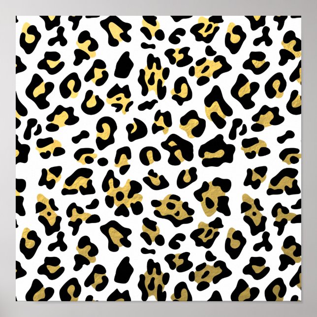 Faux Gold Foil Black Leopard Print Pattern (Front)