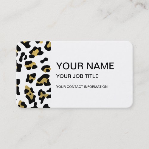 Faux Gold Foil Black Leopard Print Pattern Business Card
