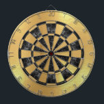 Faux Gold Foil Black Marble Faux Metallic Dart Board<br><div class="desc">A classic dartboard design with alternating  black marble and faux gold triangles. The outside circle is faux gold foil.</div>