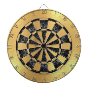 Faux Gold Foil Black Marble Faux Metallic Dart Board