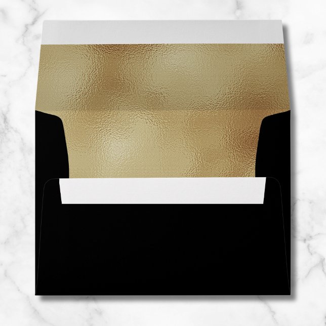 Faux Gold Foil Black Wedding 5x7 Envelope (Creator Uploaded)