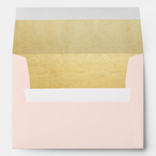 Faux Gold Foil Blush Pink Wedding Return Address Envelope