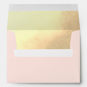 Faux Gold Foil Blush Pink Wedding Return Address Envelope