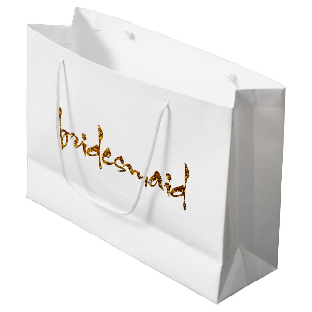 Faux Gold Foil Bridesmaid Large Gift Bag (Front Angled)