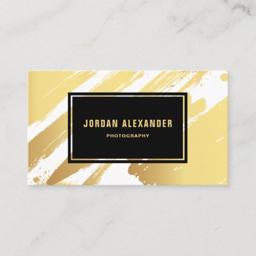 Faux Gold Foil Brushstrokes Modern Business Card