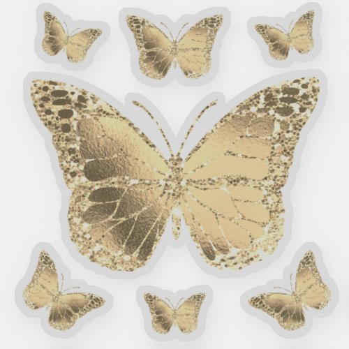 faux gold foil butterflies transparent sticker