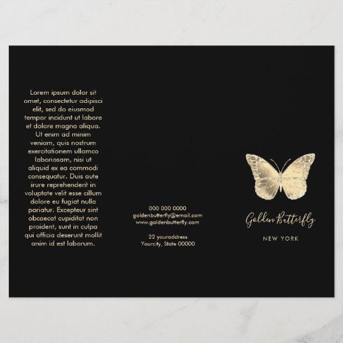 faux gold foil butterfly logo brochure