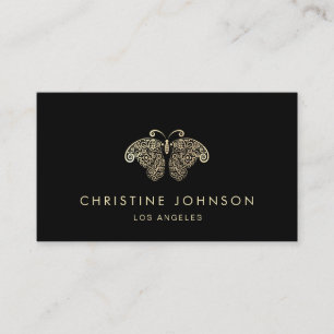 faux gold foil butterfly logo business card