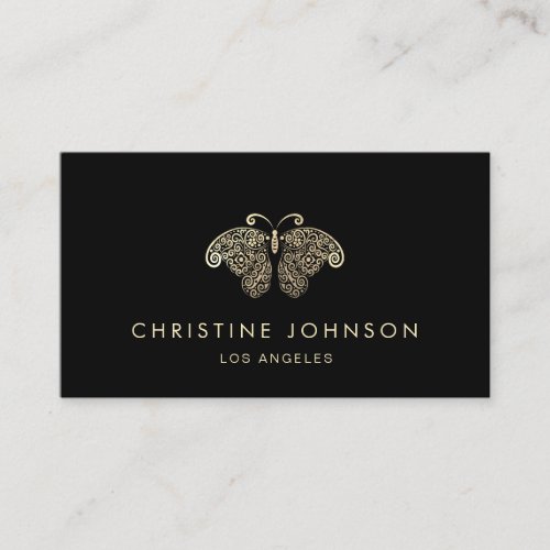 faux gold foil butterfly logo business card