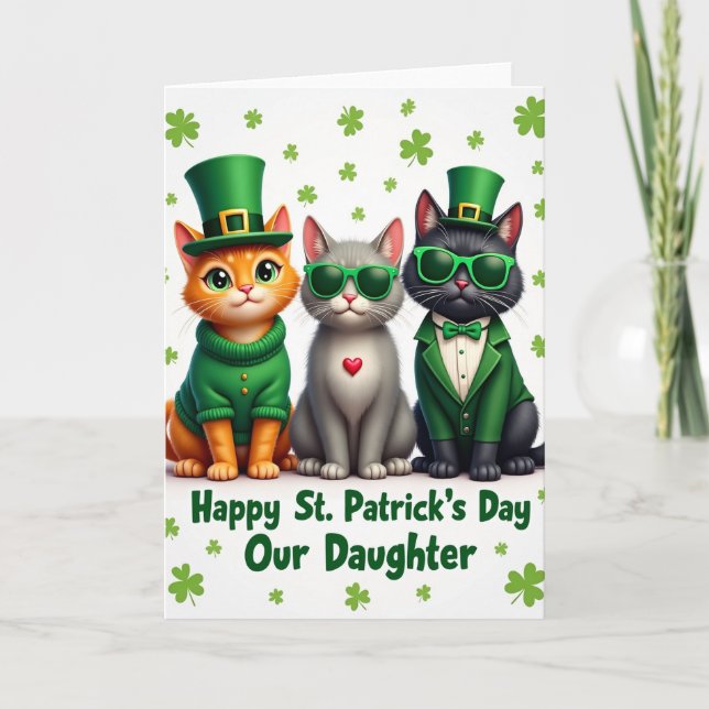 Faux Gold Foil Cats St Patricks Card (Front)