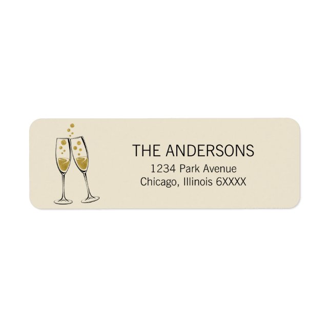 Faux Gold Foil Cheers New Year's Address Label (Front)