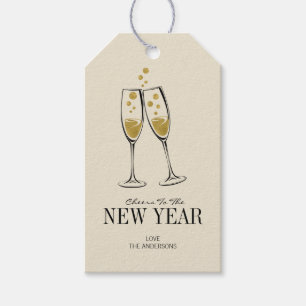 Faux Gold Foil Cheers New Year's Gift Tag