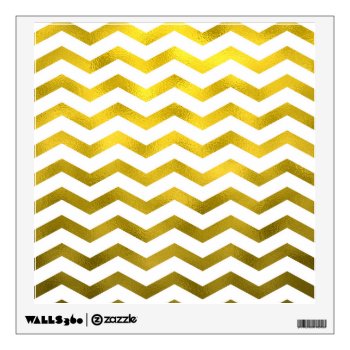 Faux Gold Foil Chevron Pattern White Metallic Wall Sticker by ZZ_Templates at Zazzle
