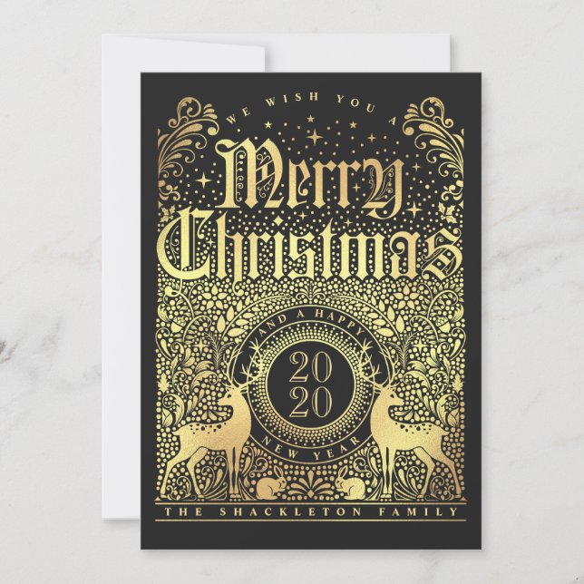 Faux Gold Foil Christmas Cards - Happy New Year (Front)
