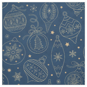 Faux Gold Foil Christmas Tree Decoration Pattern Fabric