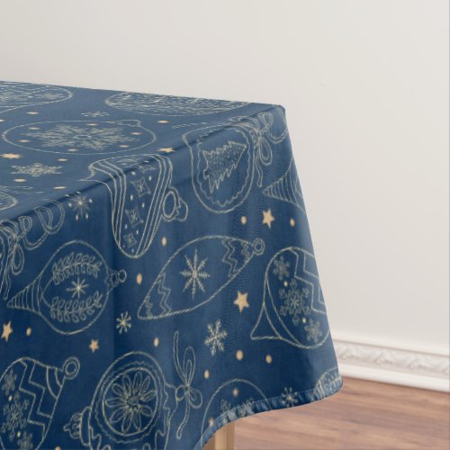 Faux Gold Foil Christmas Tree Decoration Pattern Tablecloth