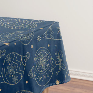 Faux Gold Foil Christmas Tree Decoration Pattern Tablecloth