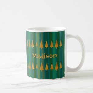 Faux Gold Foil Christmas Trees w/ Green Stripes Coffee Mug