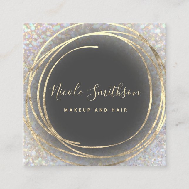 FAUX gold foil circle Square Business Card (Front)