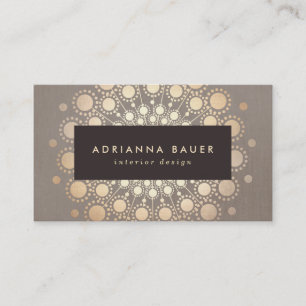 Faux Gold Foil Circles Interior Designer Taupe Business Card