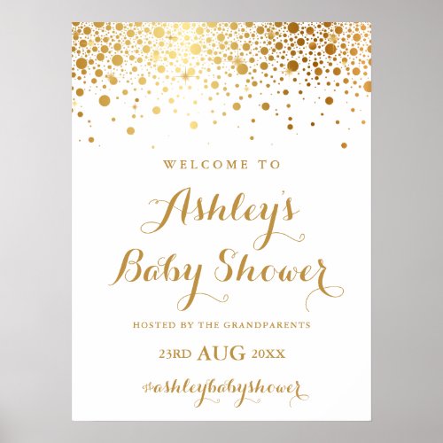 Faux Gold Foil Confetti Baby Shower Welcome Sign