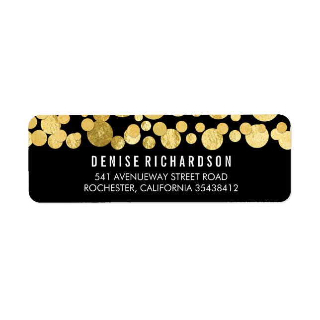 Faux Gold Foil Confetti Black Label (Front)