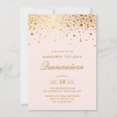 Faux Gold Foil Confetti Blush Pink Quinceañera Invitation (Front)