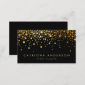 Faux Gold Foil Confetti Business Card | Black (Front/Back)