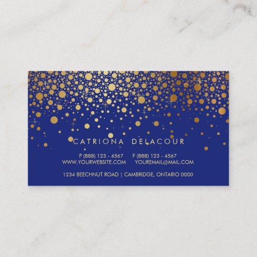 Faux Gold Foil Confetti Business Card Blue Zazzle