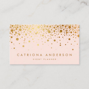 Faux Gold Foil Confetti Business Card   Blush