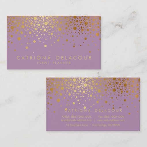 Faux Gold Foil Confetti Business Card Lilac Zazzle